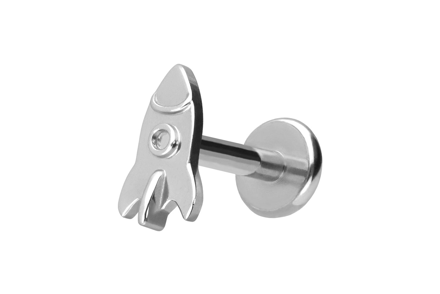 Titan Labret Piercing mit Push Fit RAKETE